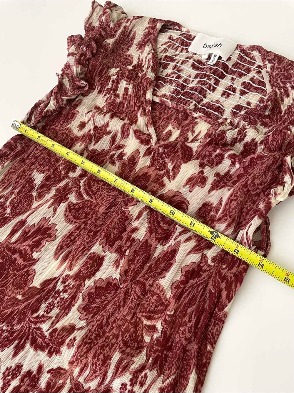 ba&sh Floral Lightweight Crepe Ruffle-Sleeve Top - Picture 8 of 9